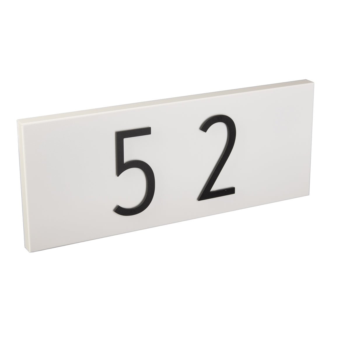 satin white address plaque with black numbers