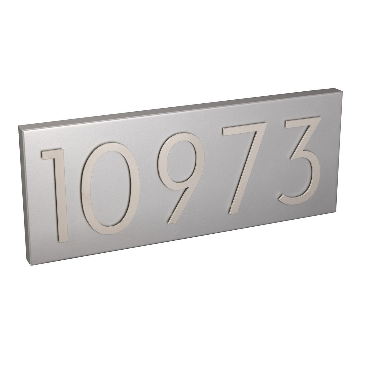anodized aluminum effect address plaque with silver numbers
