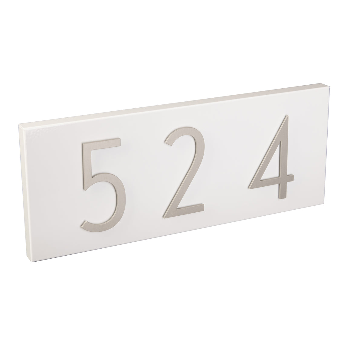 white address plaque with silver numbers